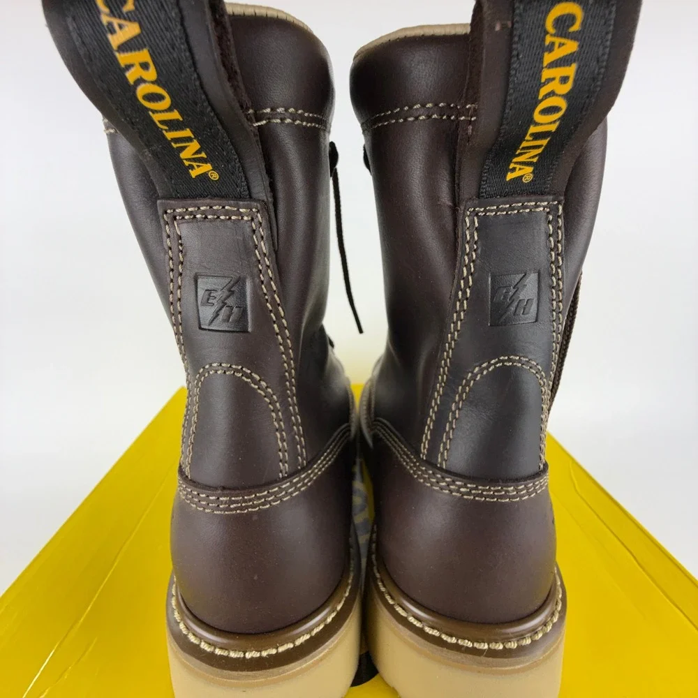 Carolina CA8049 Mens 8 Inch Broad Toe Wedge Work Boots Dark Oak Leather EH 7.5 D